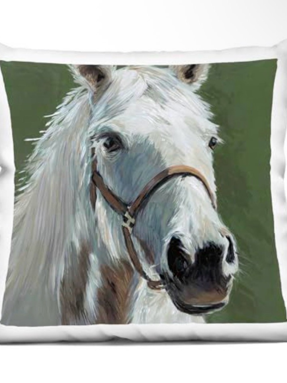White Horse Portrait Accent Pillow - Designer Home Decor